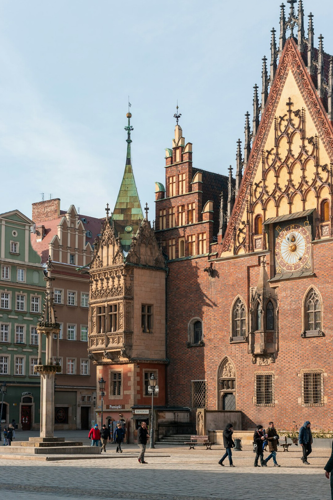 Renaissance market square with ornate townhouses