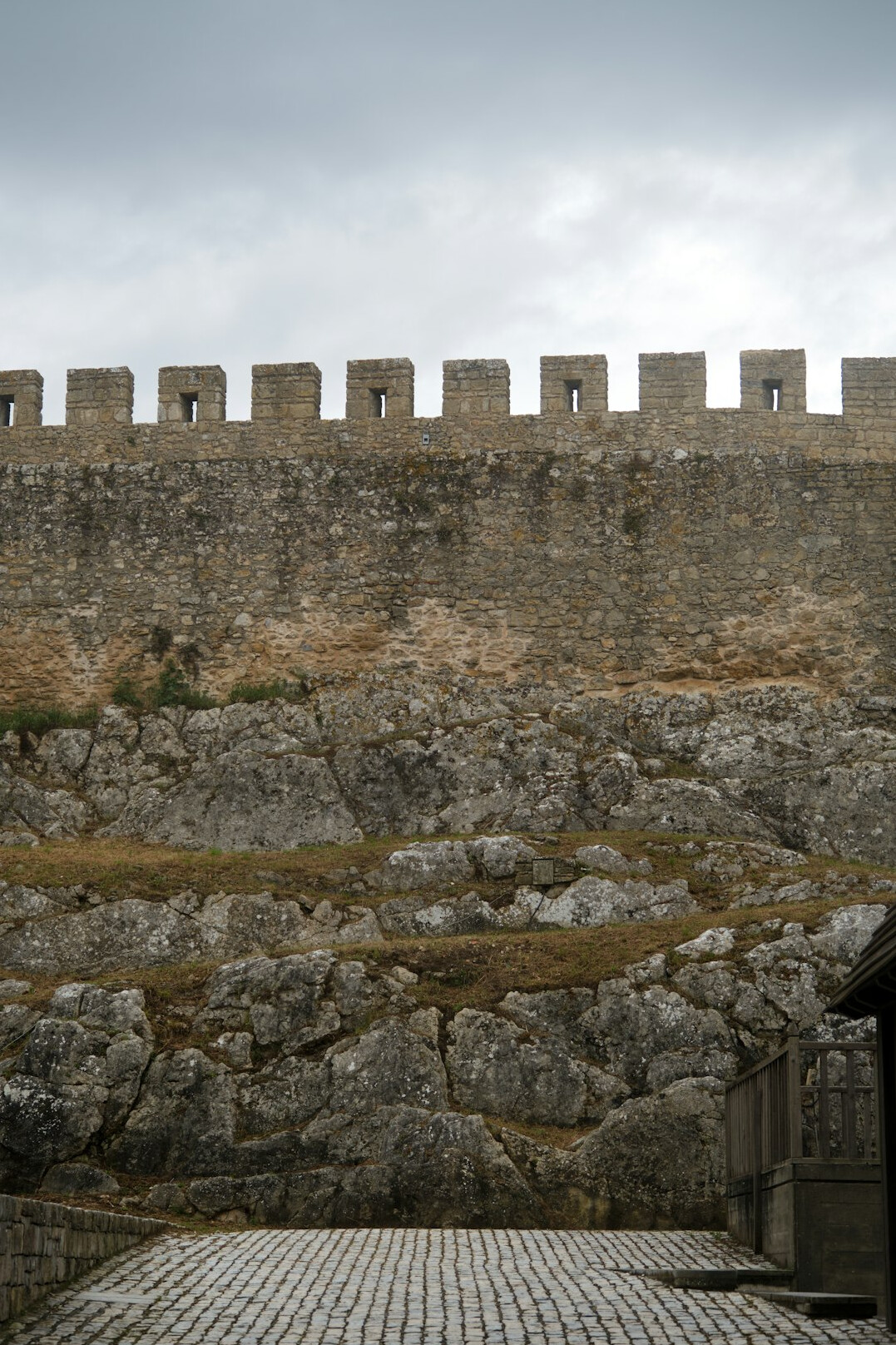 Medieval stone castle walls and tower